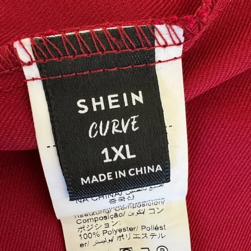 SHEIN Curve Red Open-Front Jacket | Rolled Sleeves | Size 1XL - Picture 4 of 4